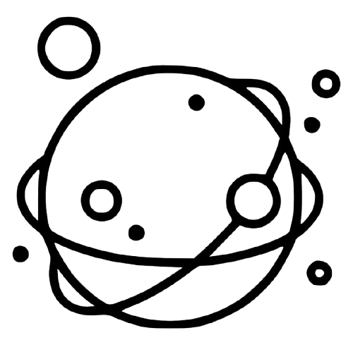 Line drawing of a planet